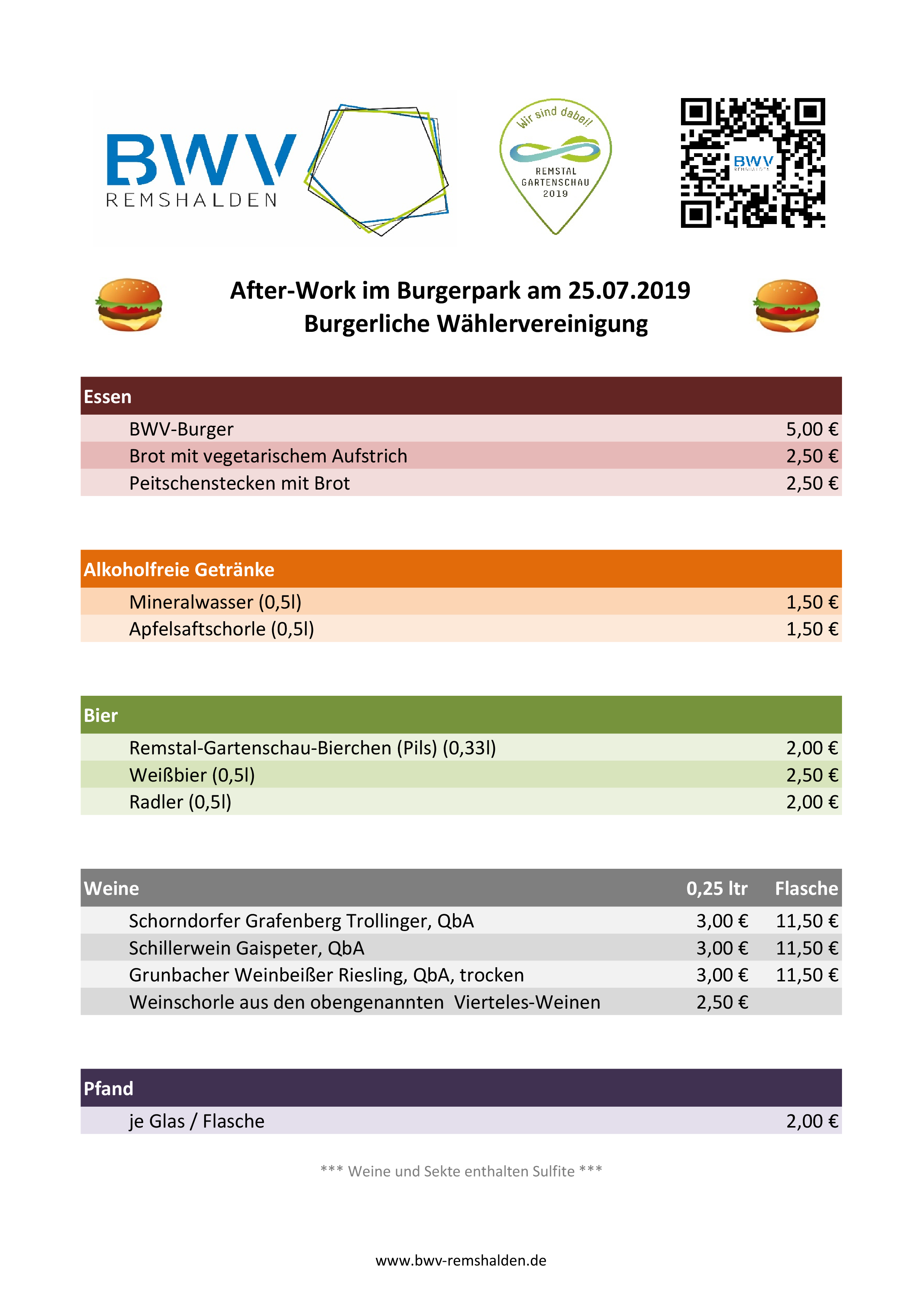 2019 07 25 After Work BWV Preisliste